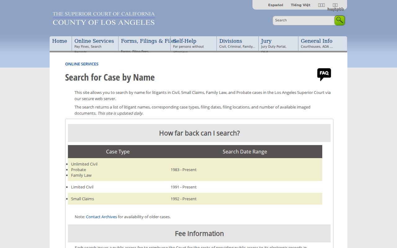 Redondo Beach people search Los Angeles Superior Court name lookup