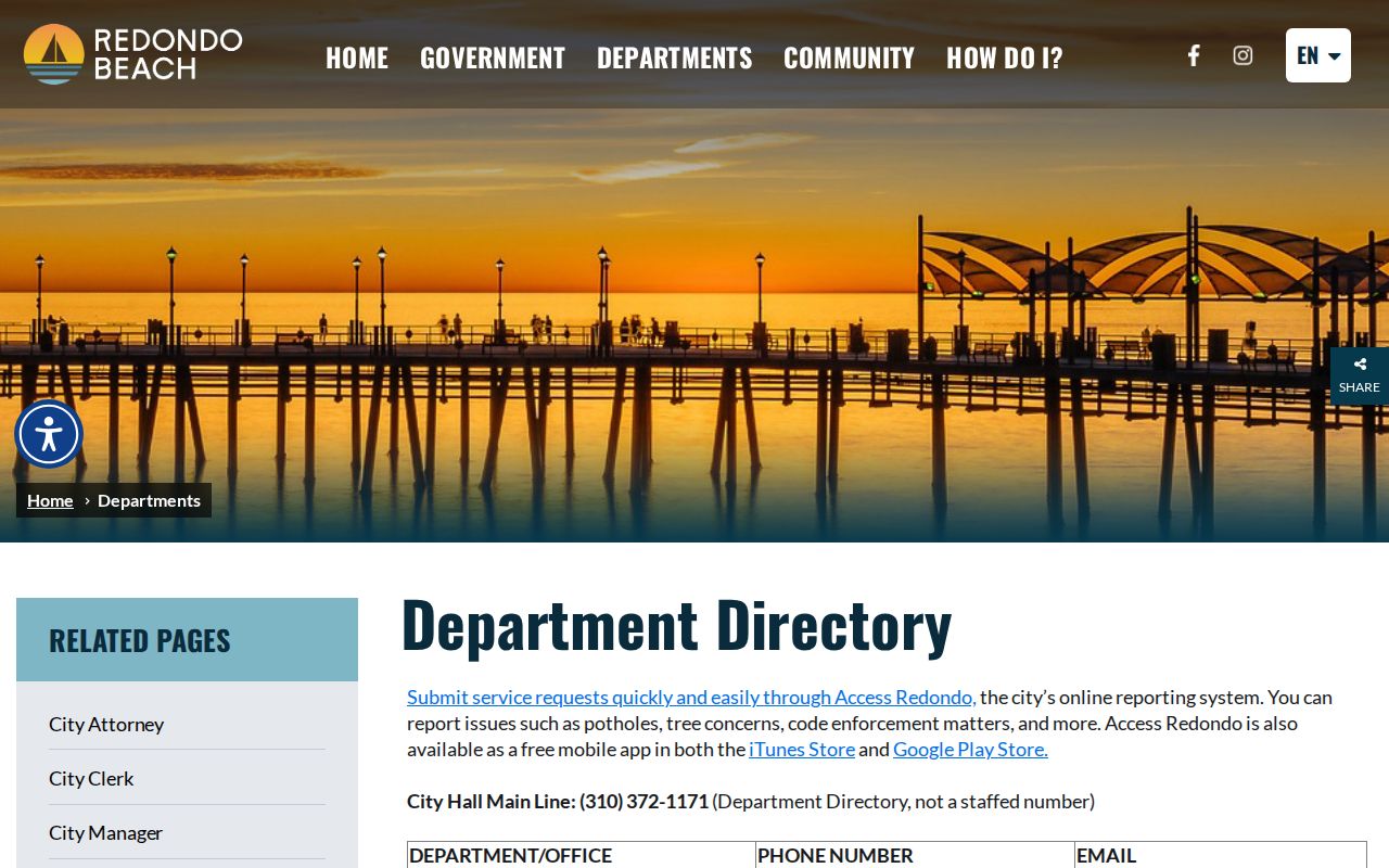 Redondo Beach people search city department records directory