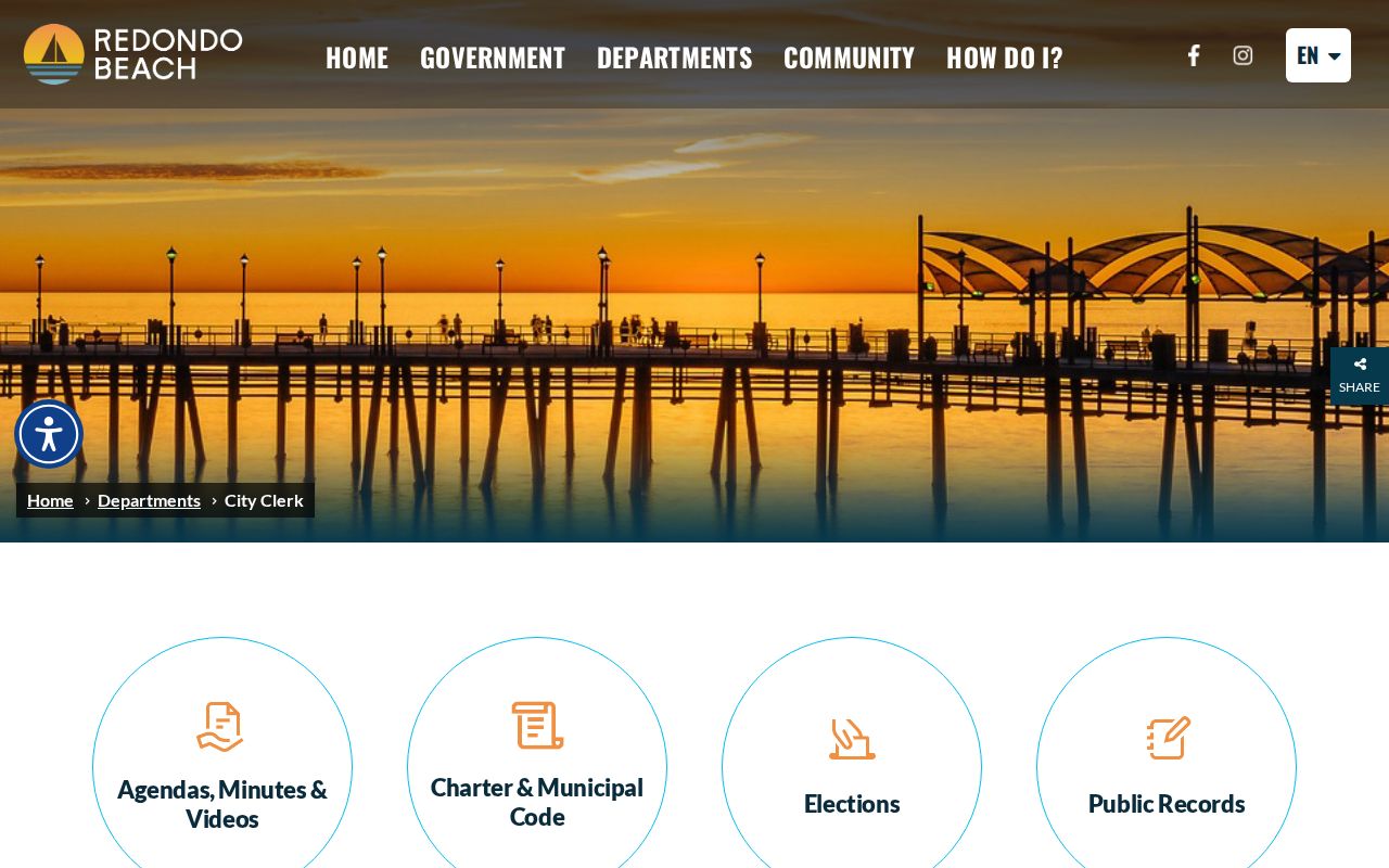 Redondo Beach people search City Clerk records page