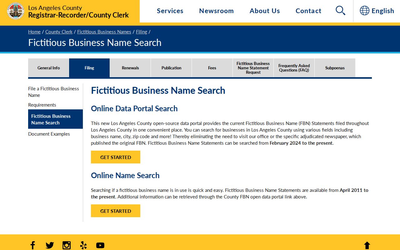 Redondo Beach public records fictitious business name search